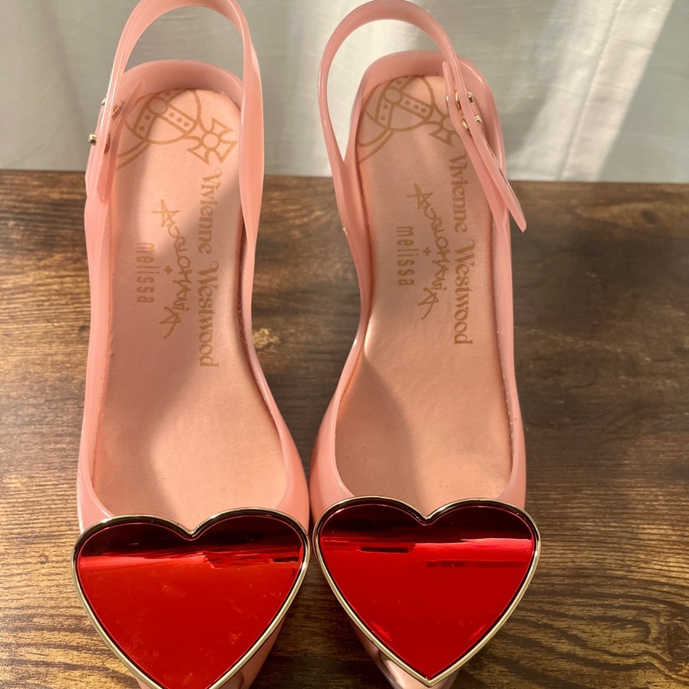 Vivienne Westwood Pink Heels with Red Heart Accent